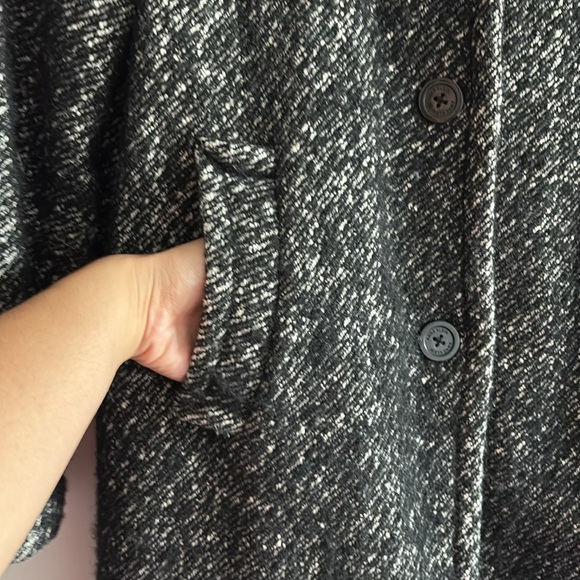 ANNE KLEIN | black and white polyester and wool winter coat, with pockets Size L - Picture 3 of 11